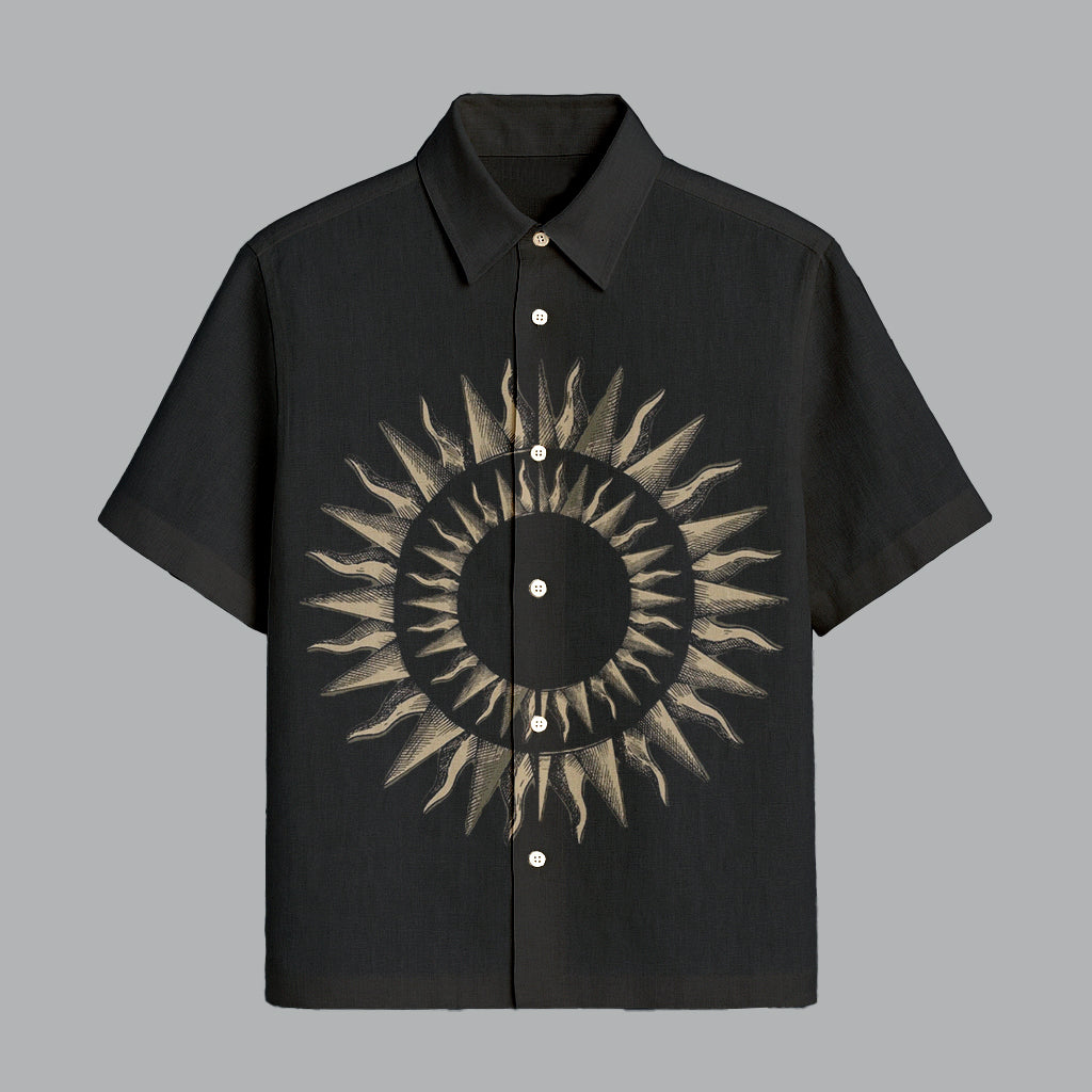 Black Round Printed Half Sleeve Shirt