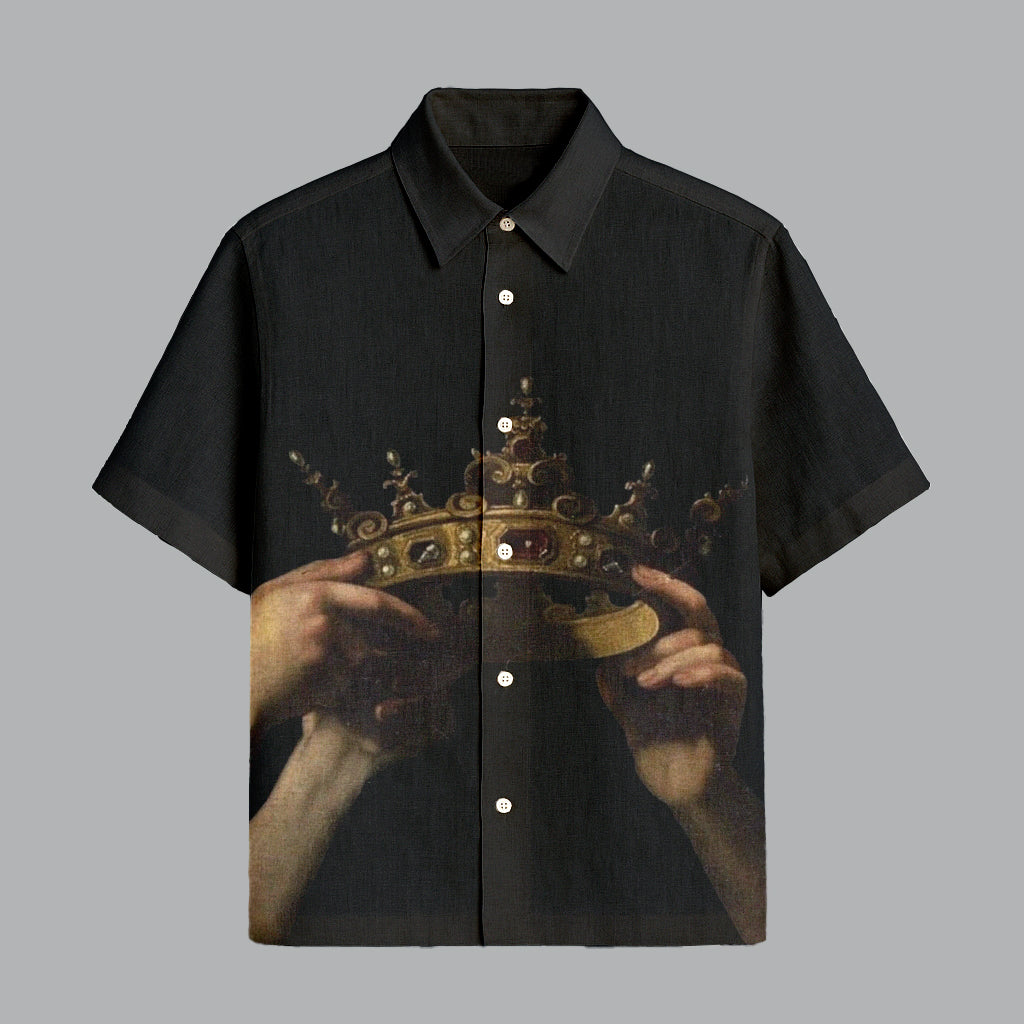Black Crown Printed Half Sleeve Shirt