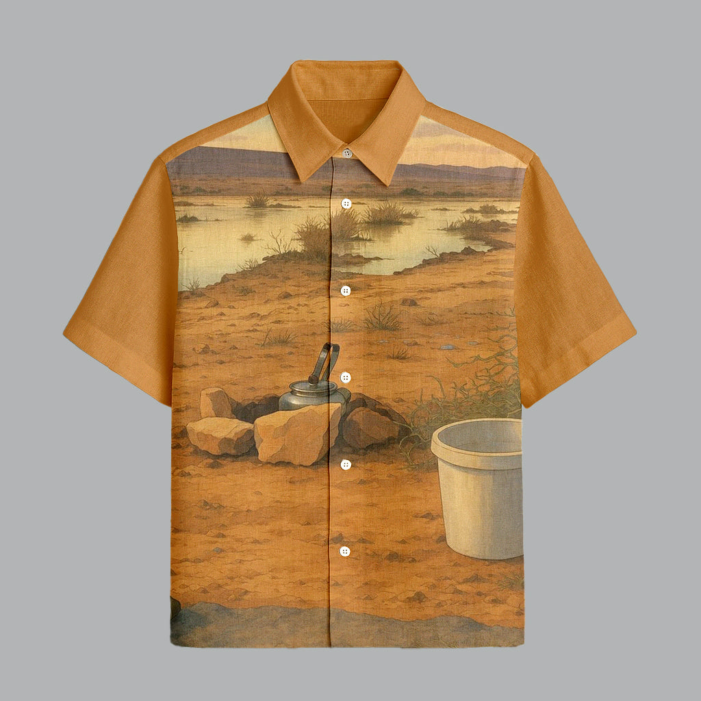 Mustard Printed Half Sleeve Shirt