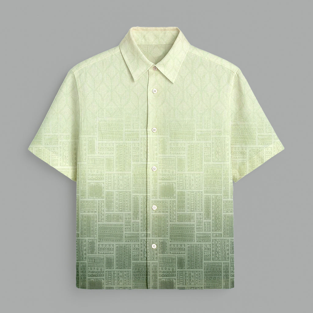 Green Block Printed Half Sleeve Shirt