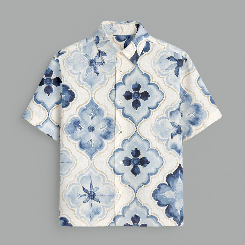 White Printed Half Sleeve Shirt