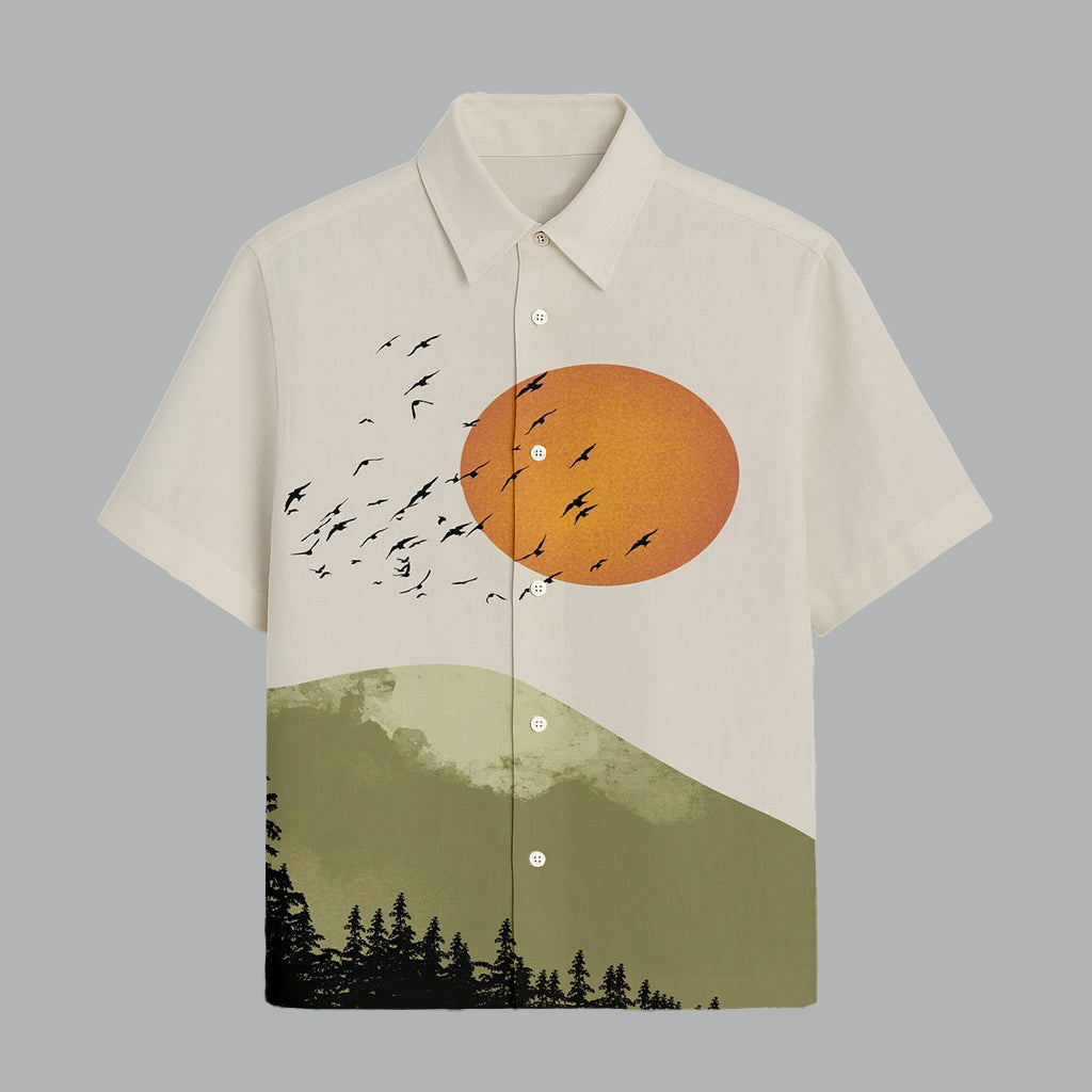 Cream Printed Half Sleeve Shirt