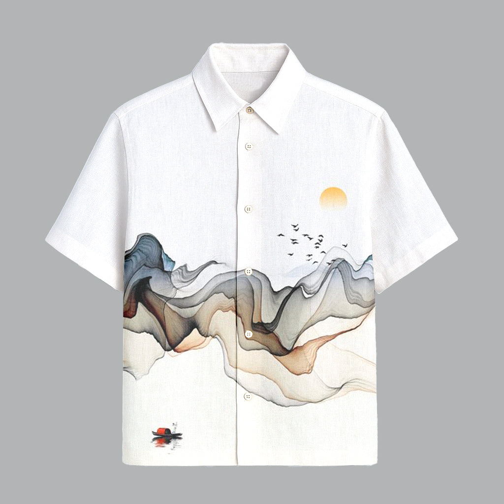 White Printed Half Sleeve Shirt