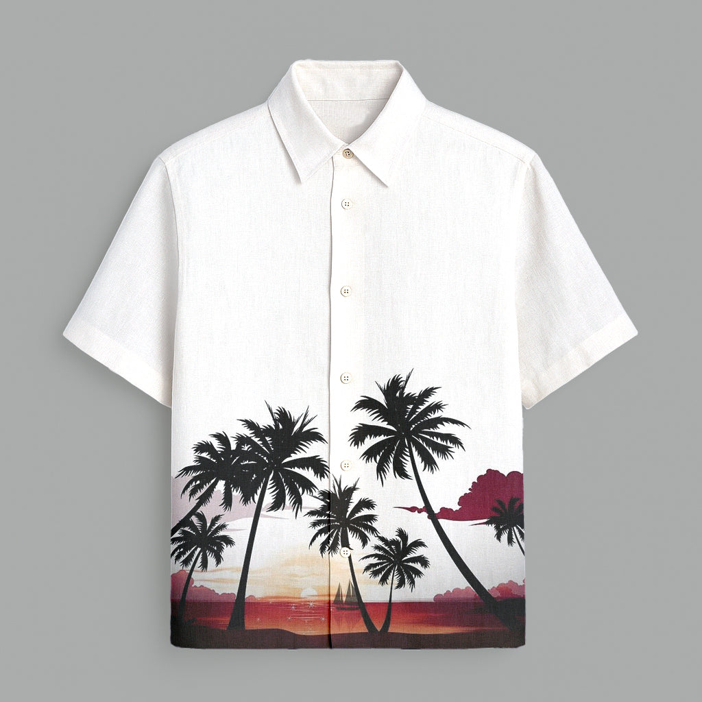 White Printed Half Sleeve Shirt