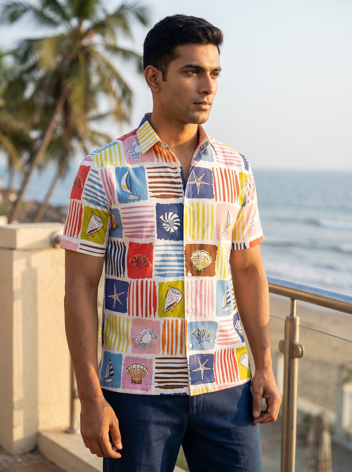 Multicolor printed half shirt