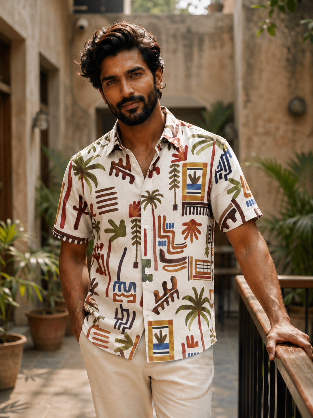 Nature printed half shirt