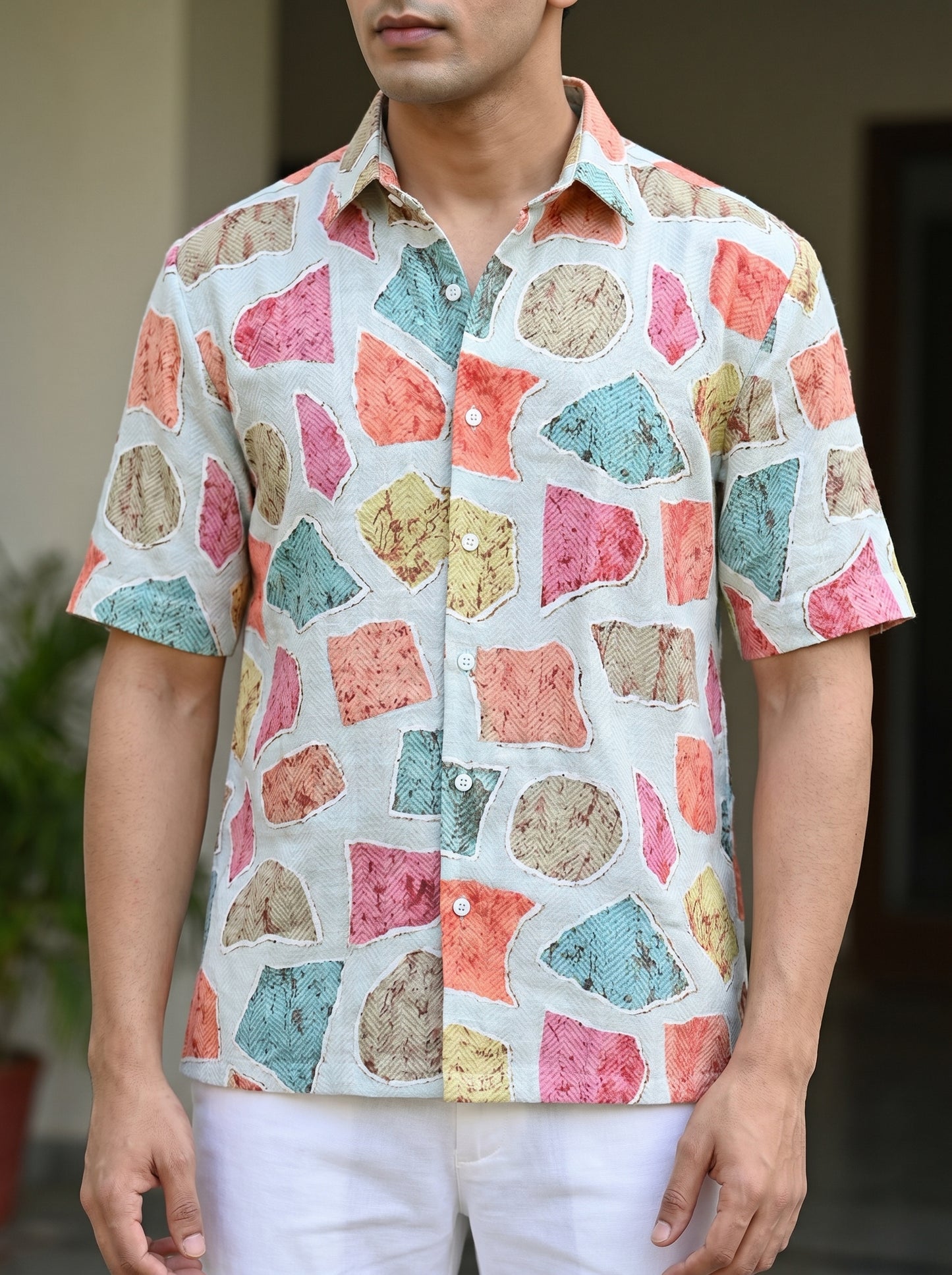 Watercolor printed half shirt