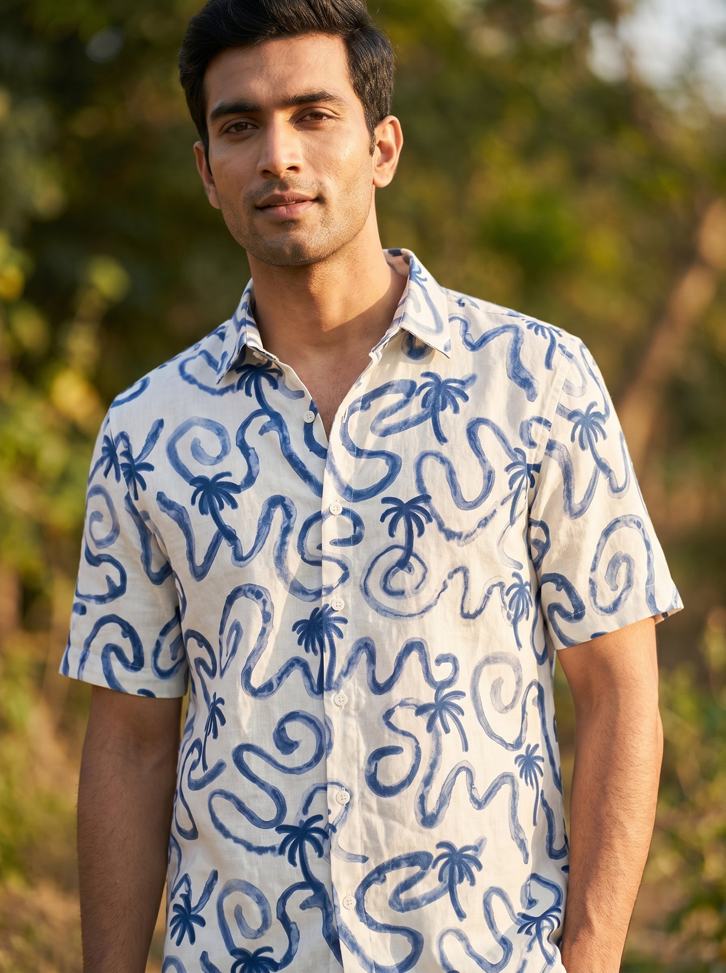 Ocean wave printed half shirt