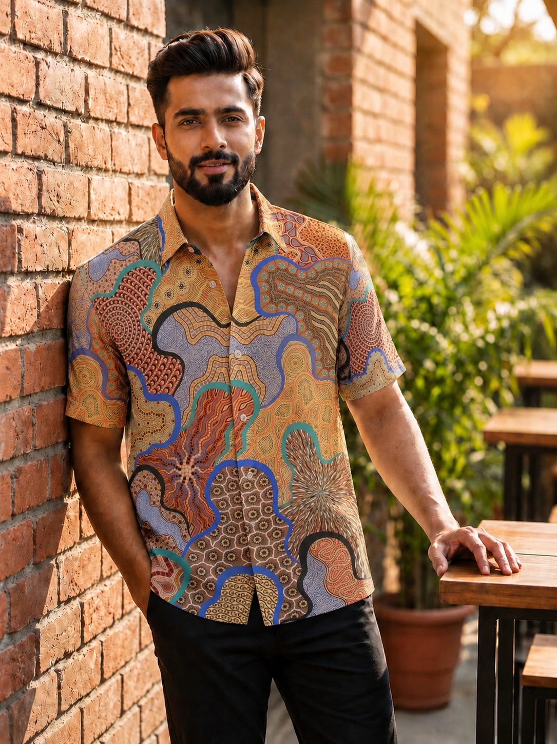 Terra Mosaic printed half shirt