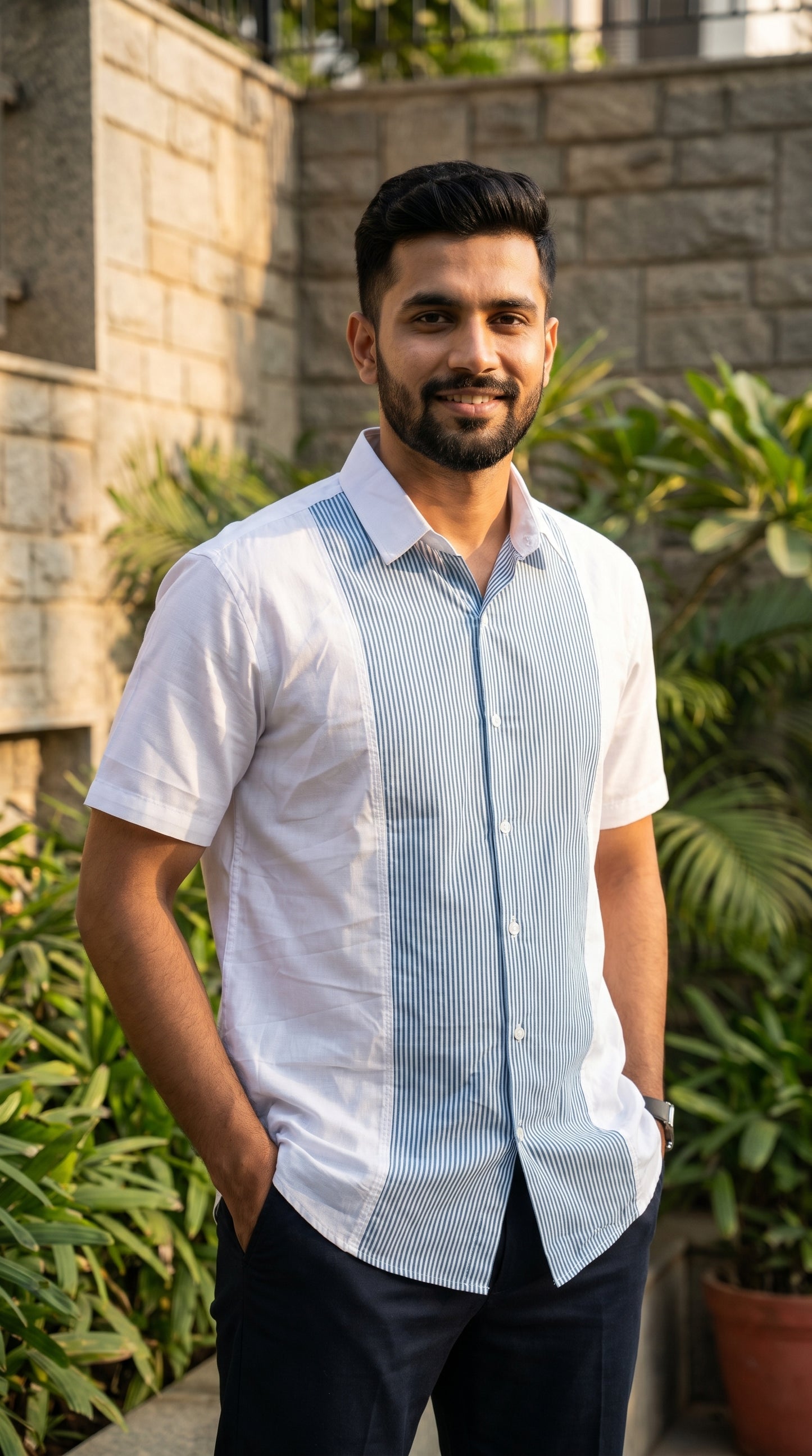 Coastal luxury line printed half shirt