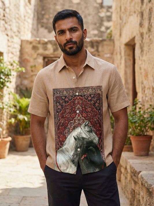 Cofee Printed Half Sleeve Shirt