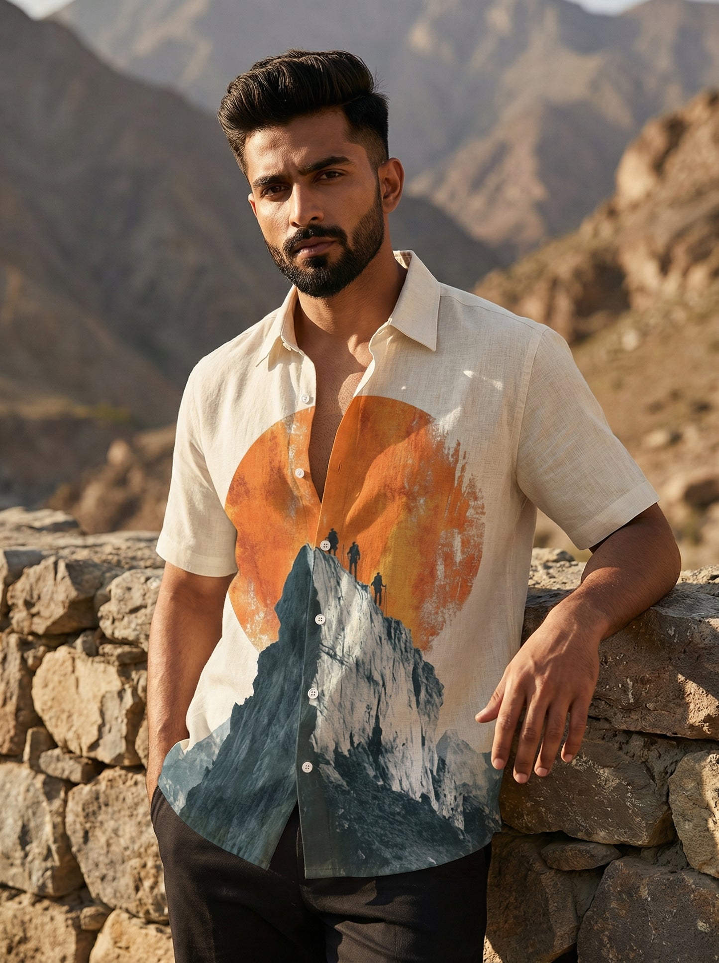 Off White Printed Half Sleeve Shirt