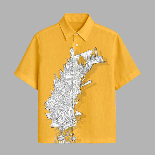 Yellow Printed Half Sleeve Shirt