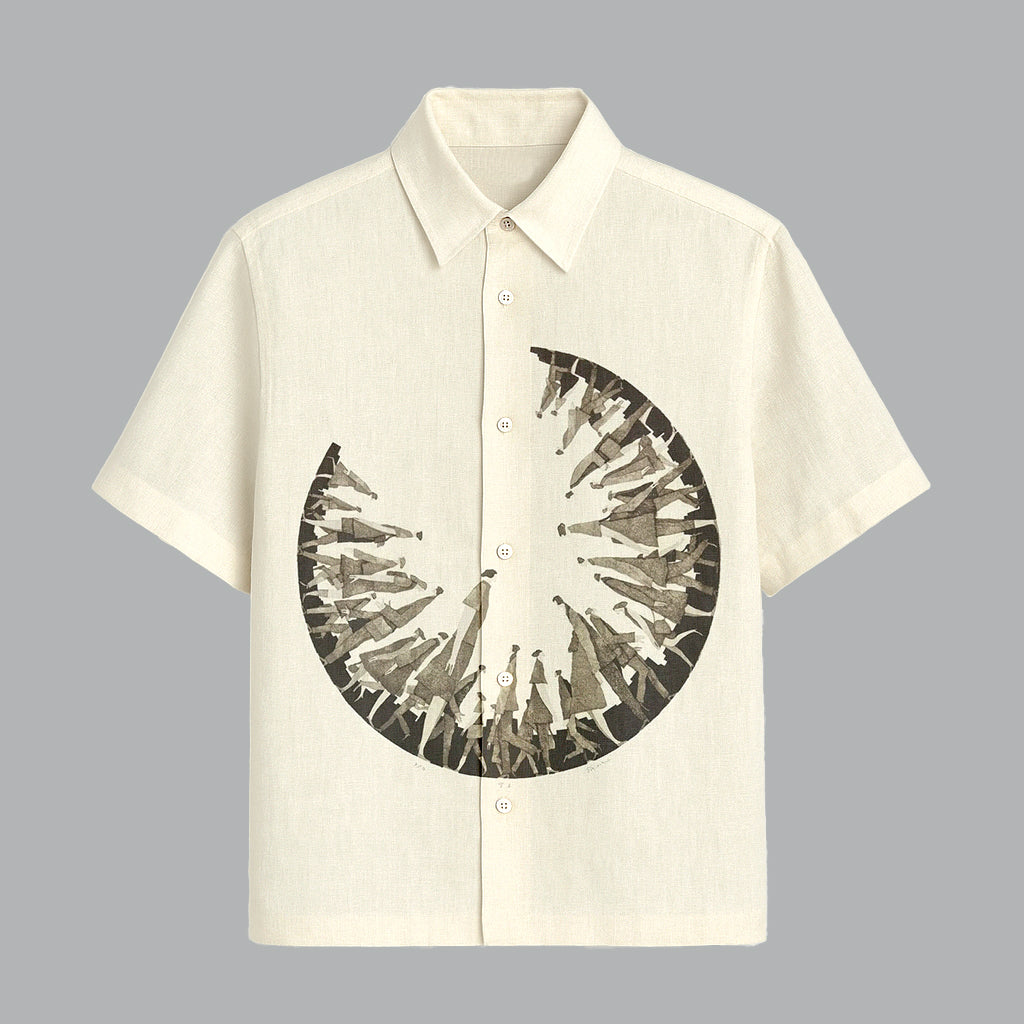 Off White Printed Half Sleeve Shirt