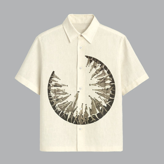 Off White Printed Half Sleeve Shirt