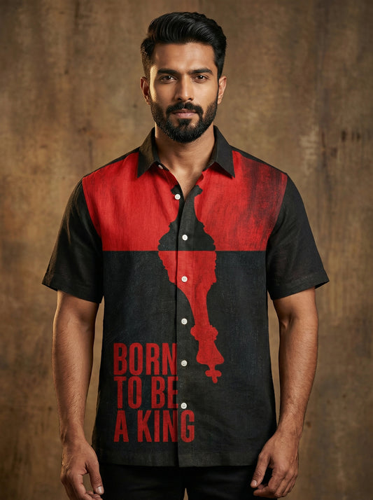Black And Red Printed Half Sleeve Shirt