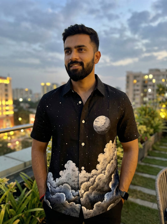 Black Printed Half Sleeve Shirt