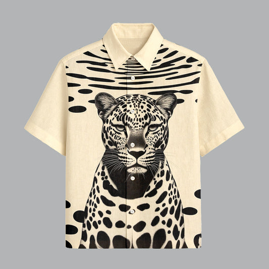 Beige Printed Half Sleeve Shirt