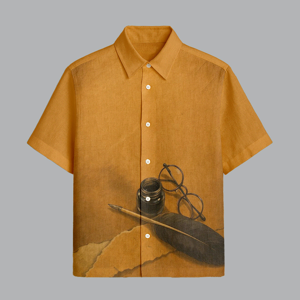 Mustard Printed Half Sleeve Shirt