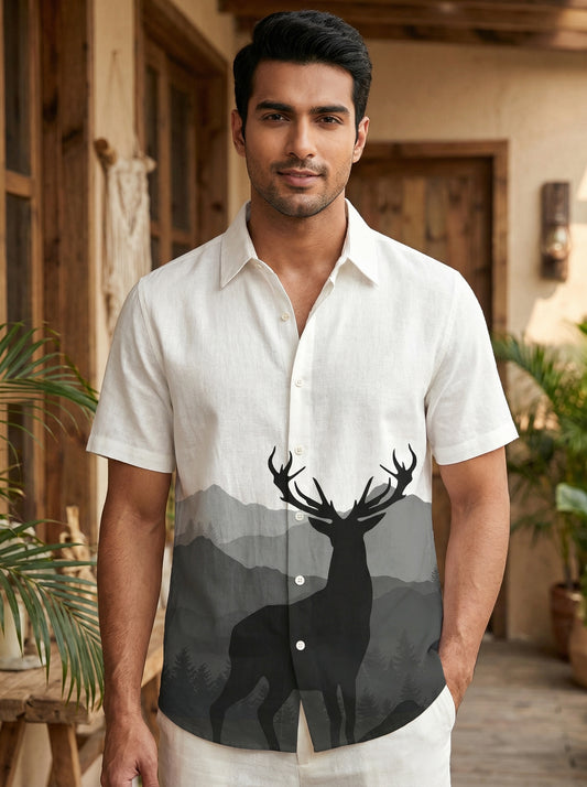 White Printed Half Sleeve Shirt