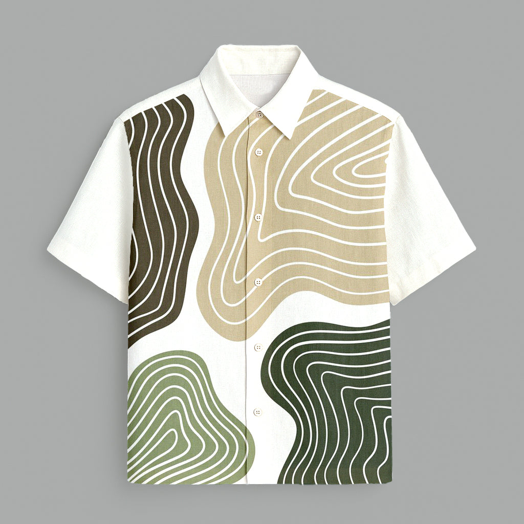 White Wave Printed Half Sleeve Shirt
