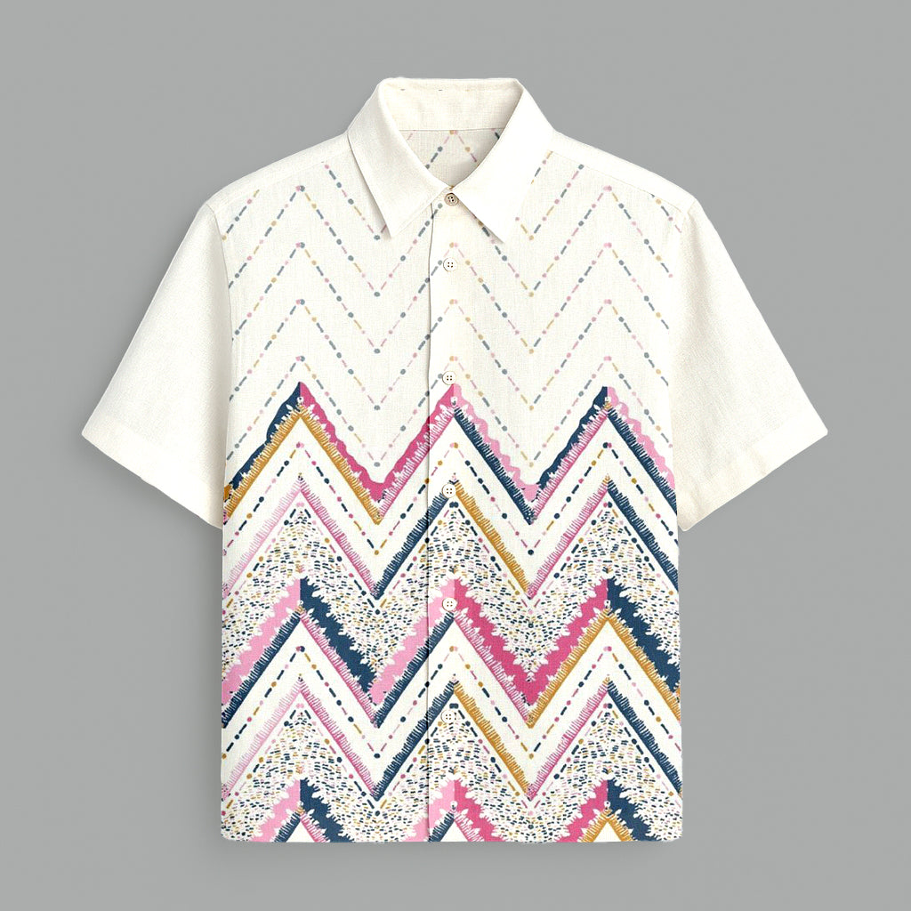 White Wave  Printed Half Sleeve Shirt