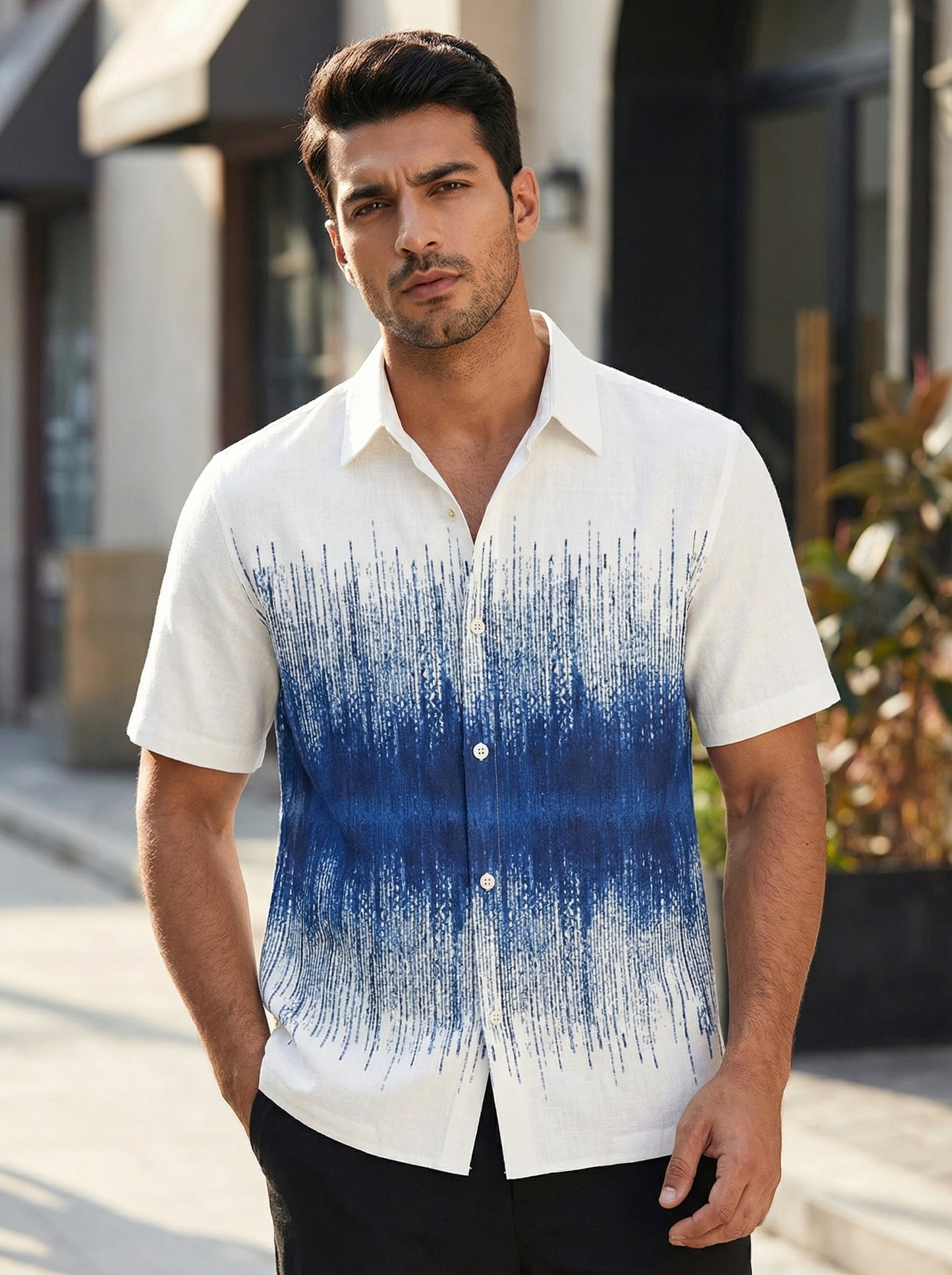 White  Printed Half Sleeve Shirt