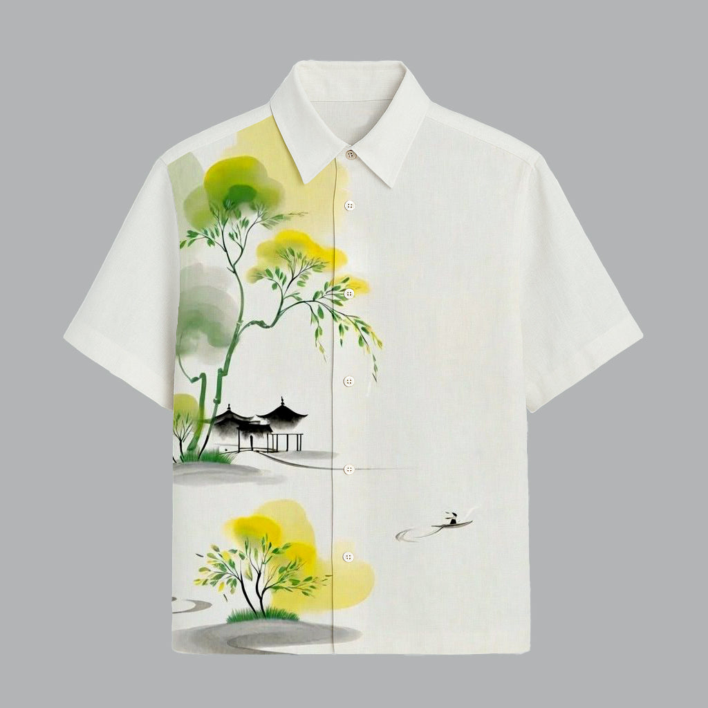Off White Printed Half Sleeve Shirt