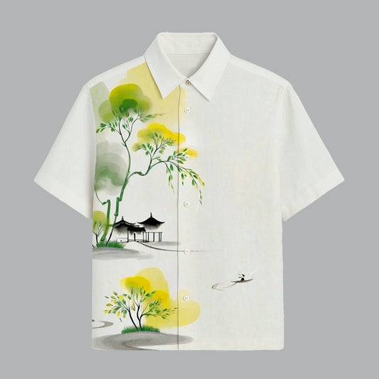 Off White Printed Half Sleeve Shirt