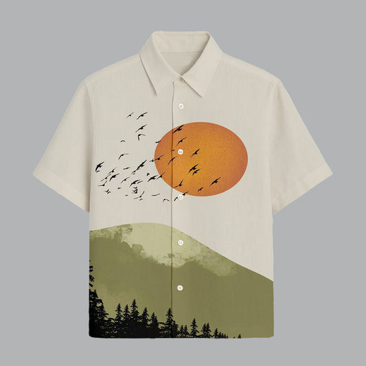 Cream Printed Half Sleeve Shirt