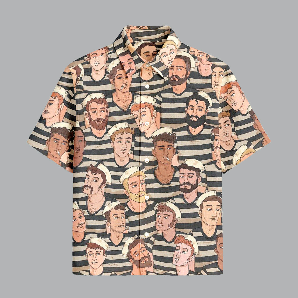 Brown And Cream Printed Half Sleeve Shirt