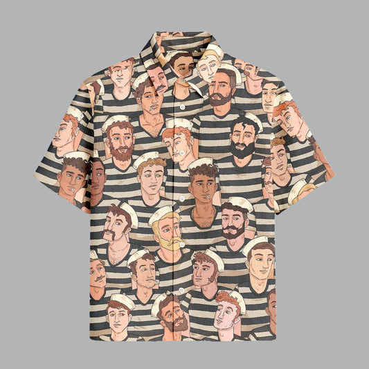 Brown And Cream Printed Half Sleeve Shirt