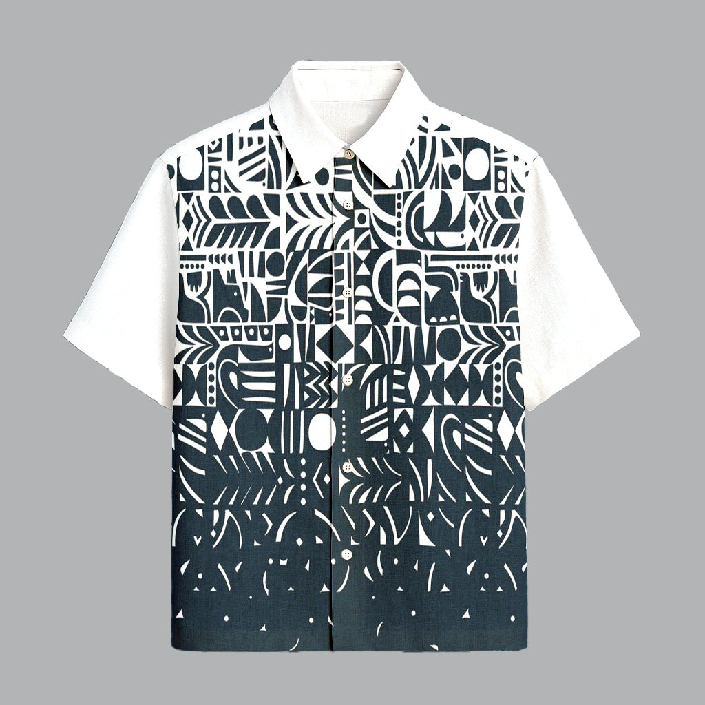 Black Geometric Printed Half Sleeve Shirt