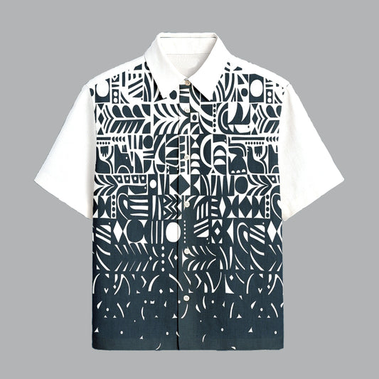 Black Geometric Printed Half Sleeve Shirt