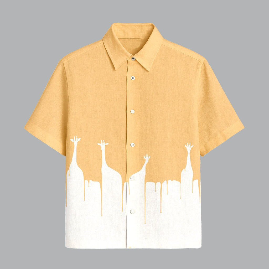 Orange Printed Half Sleeve Shirt