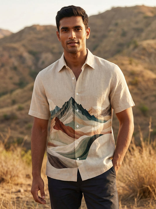 Brown Printed Half Sleeve Shirt