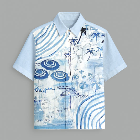Sky Blue Printed Half Sleeve Shirt