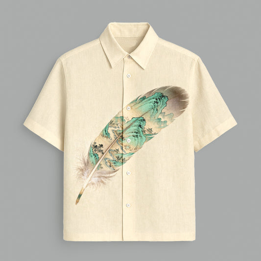 Cream Printed Half Sleeve Shirt