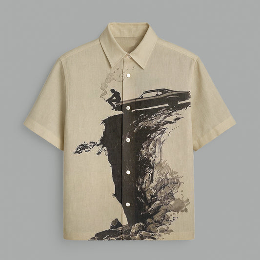 Light Brown Printed Half Sleeve Shirt