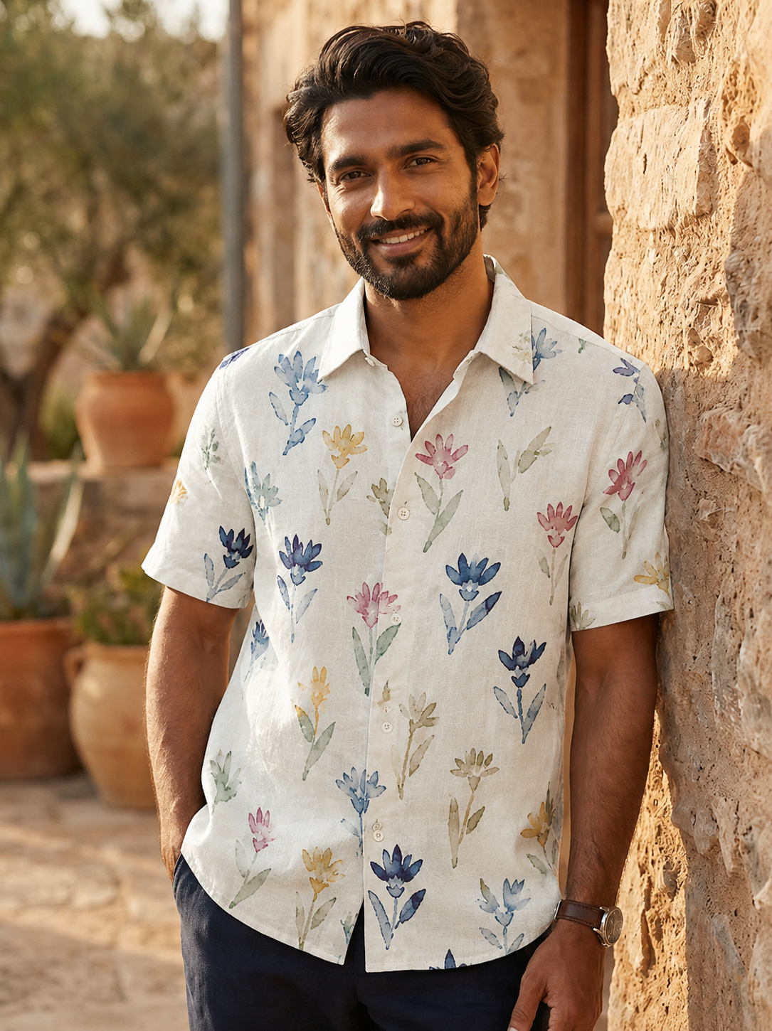 Pastel Floral printed half shirt