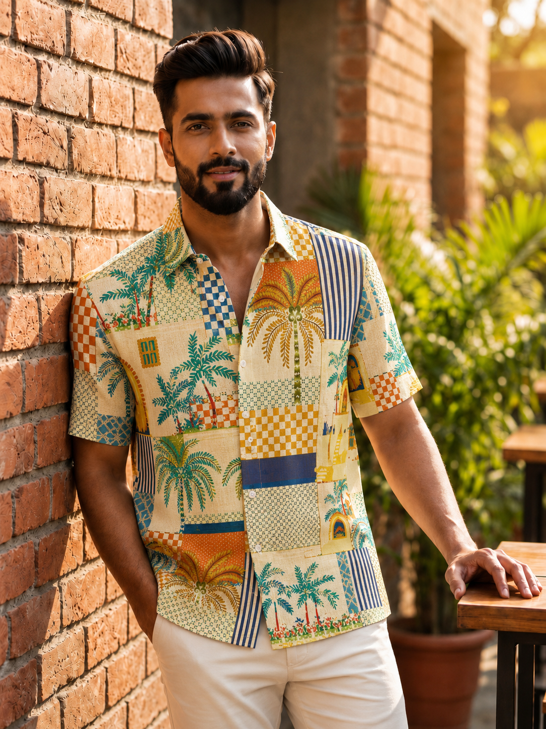 Vintage printed half shirt