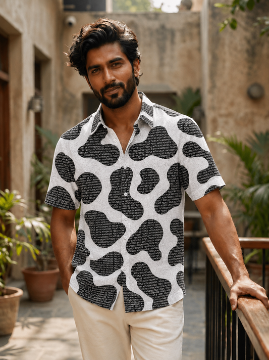 Black white Urban printed half shirt