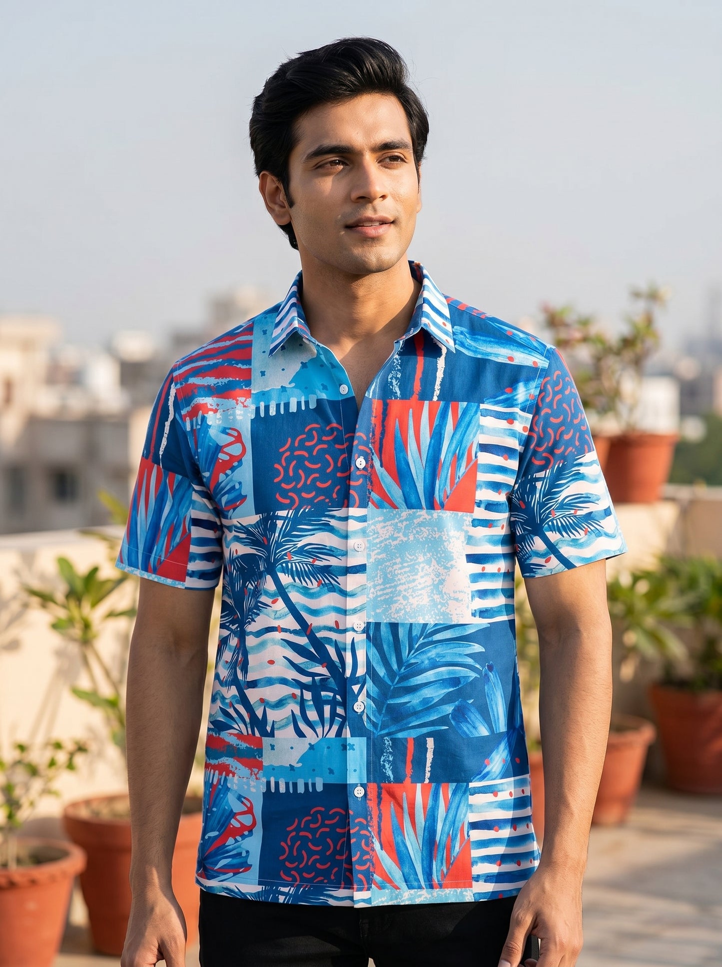 Island printed half shirt