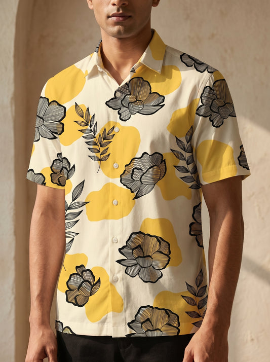 Artisan blossom printed half shirt